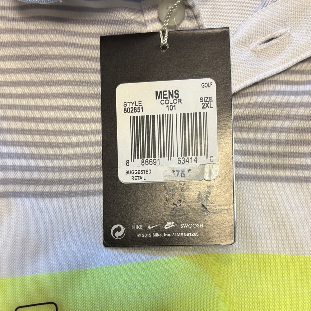 Nike Men's Polo Shirt with Gray and White Stripes